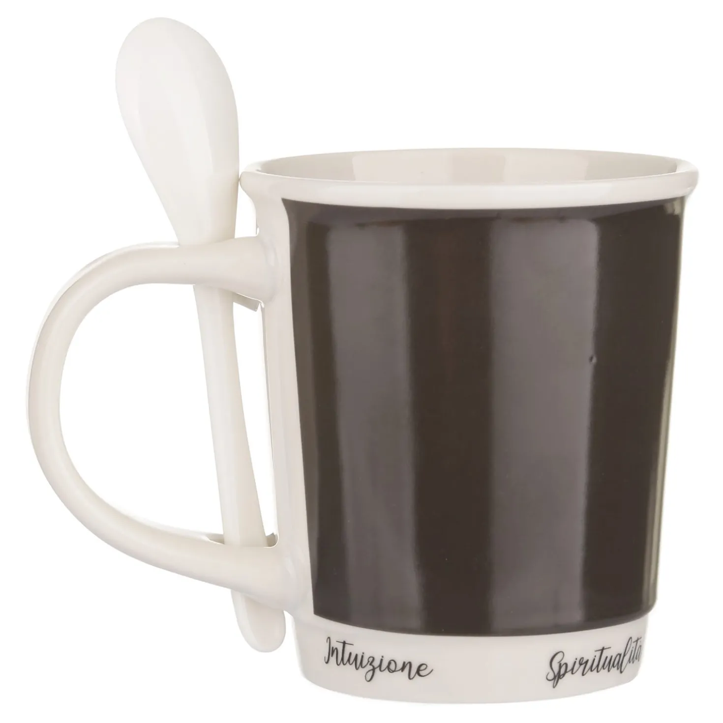 Mug grigio scuro 400 ml con cucchiaino