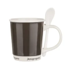 Mug grigio scuro 400 ml con cucchiaino