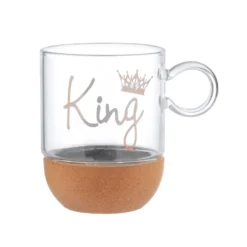 Mug King in vetro borosilicato e base in sughero, 270 ml