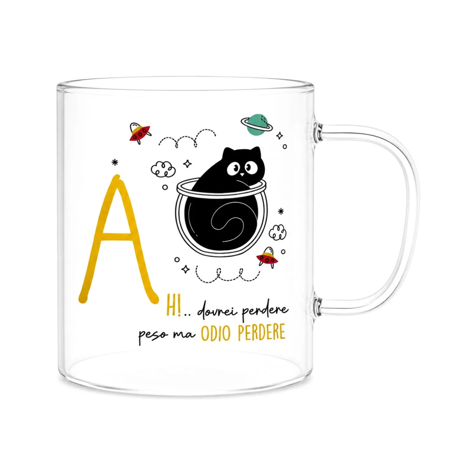 Mug lettera A vetro borosilicato 440 ml Borostories