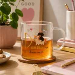 Mug lettera D vetro borosilicato 440 ml Borostories