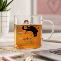 Mug lettera E vetro borosilicato 440 ml Borostories