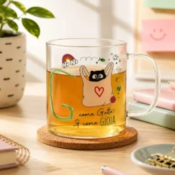 Mug lettera G vetro borosilicato 440 ml Borostories
