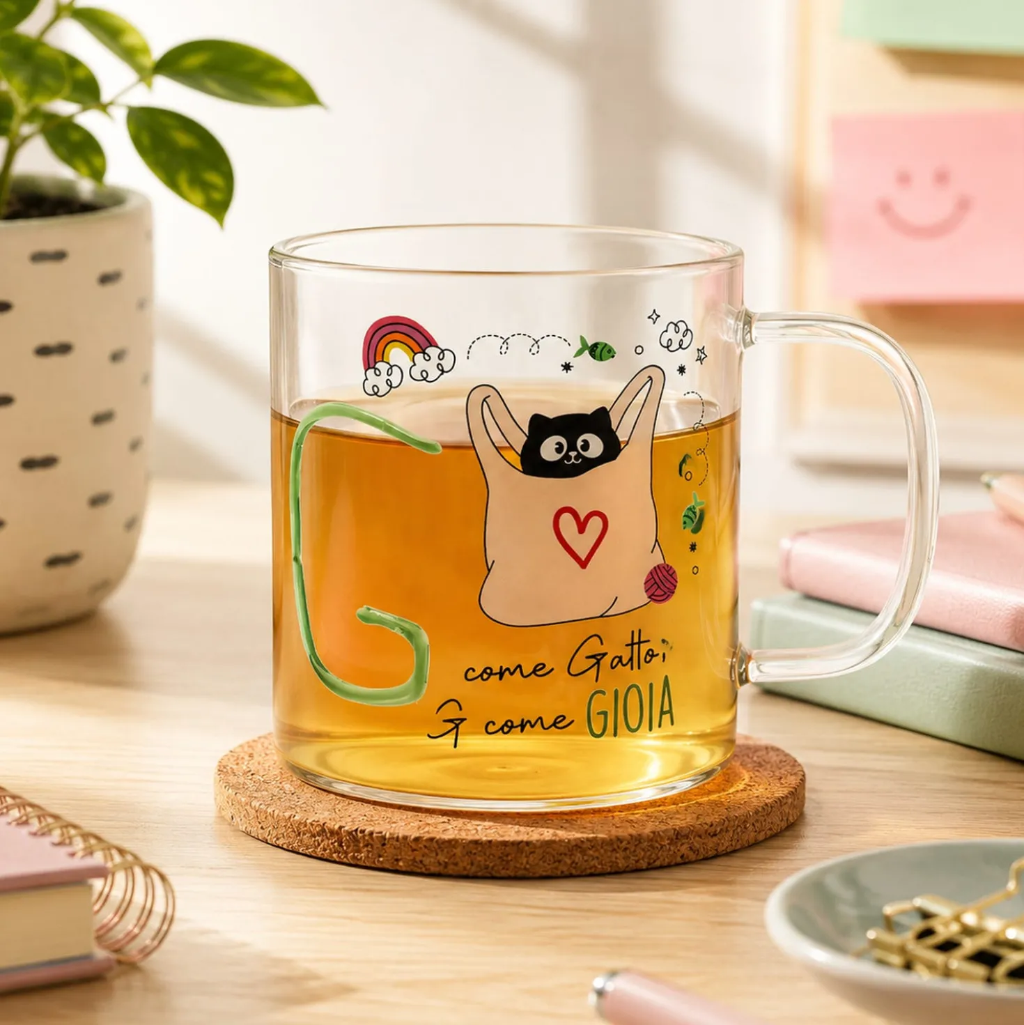 Mug lettera G vetro borosilicato 440 ml Borostories