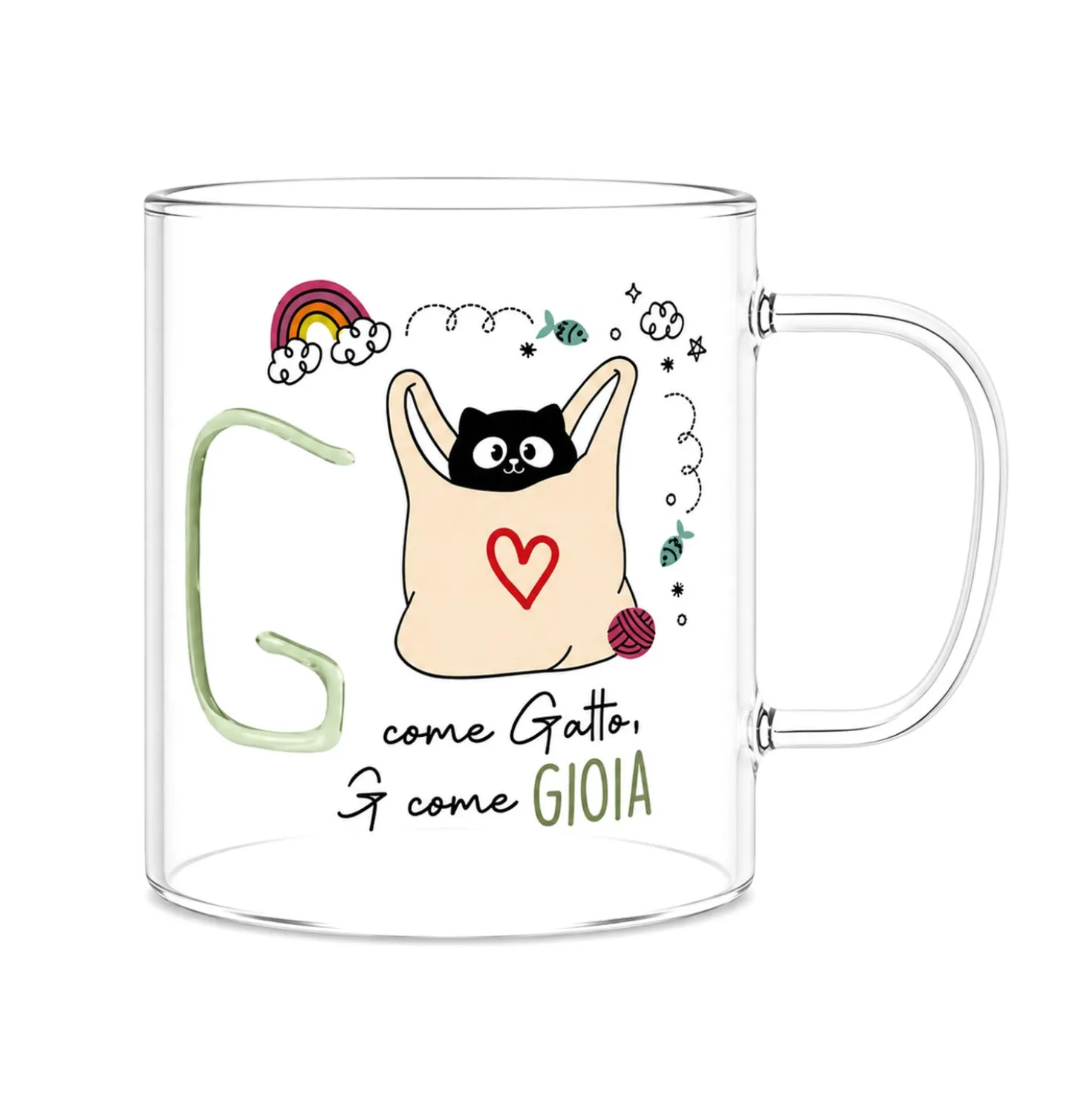 Mug lettera G vetro borosilicato 440 ml Borostories