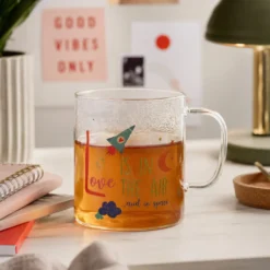 Mug lettera L vetro borosilicato 440 ml Borostories