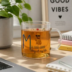 Mug lettera M vetro borosilicato 440 ml Borostories