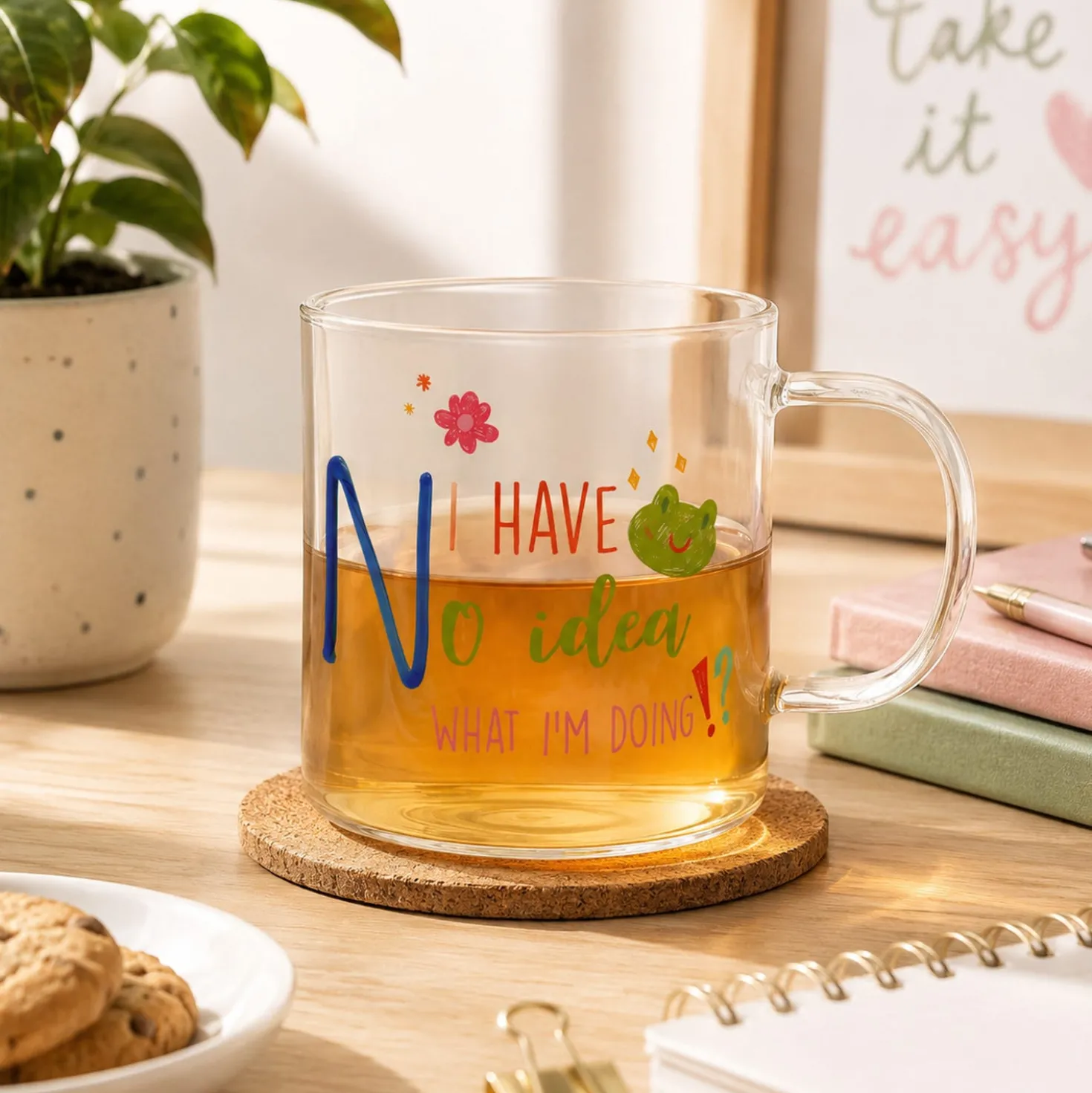 Mug lettera N vetro borosilicato 440 ml Borostories