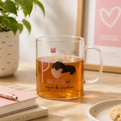 Mug lettera P vetro borosilicato 440 ml Borostories
