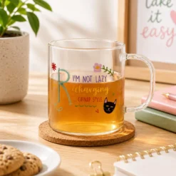 Mug lettera R vetro borosilicato 440 ml Borostories