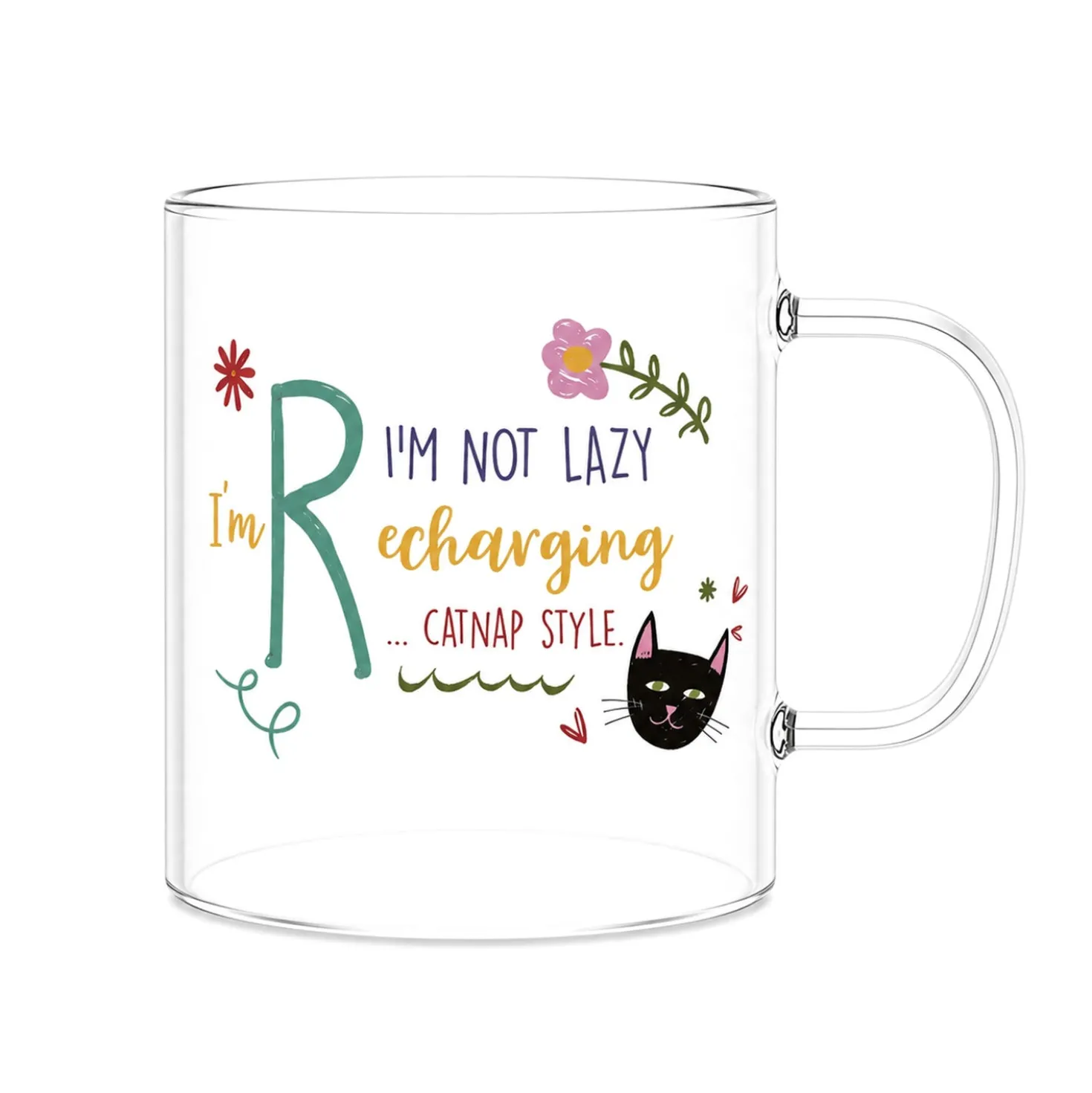 Mug lettera R vetro borosilicato 440 ml Borostories