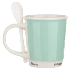 Mug turchese 400 ml con cucchiaino