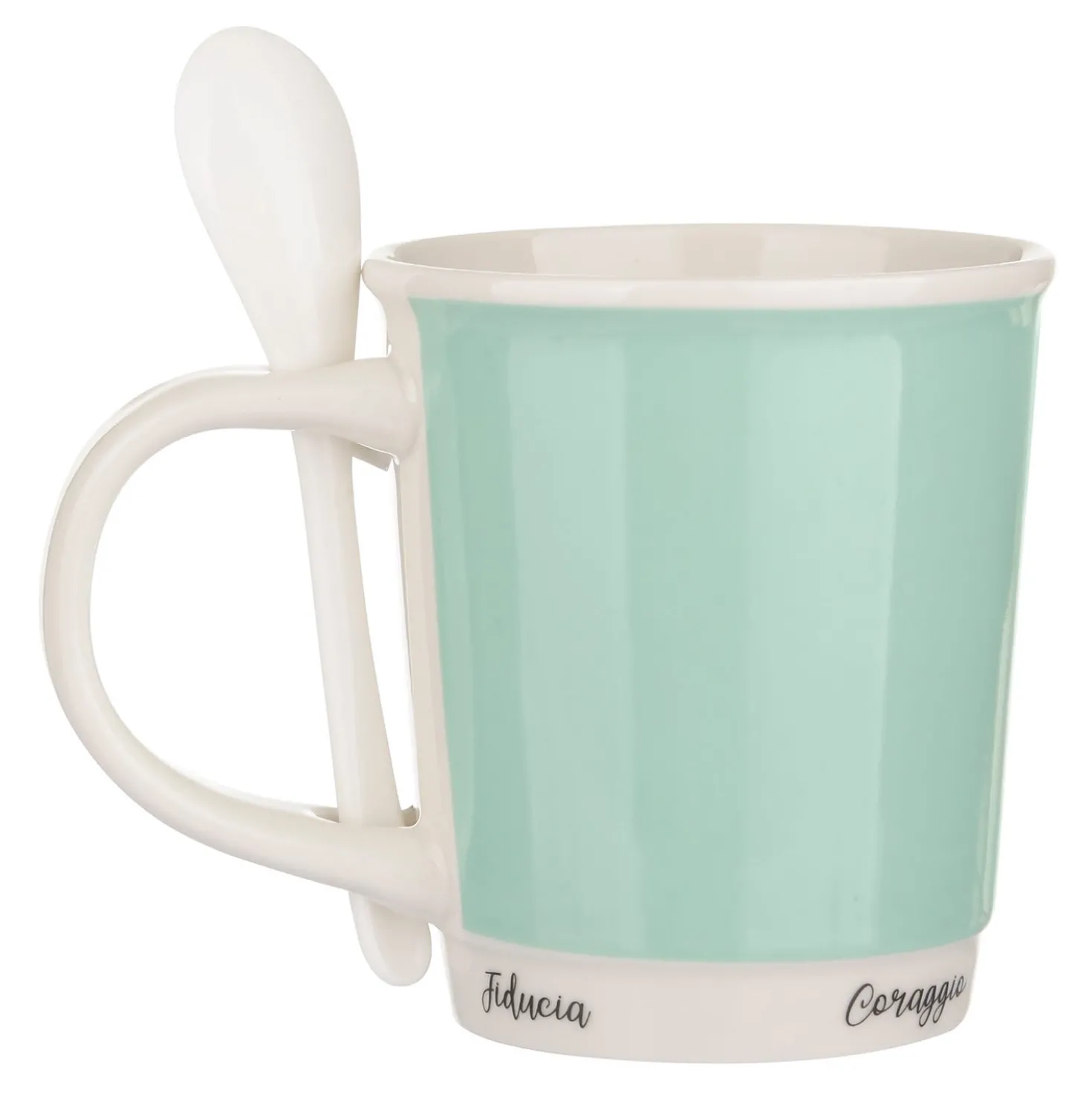 Mug turchese 400 ml con cucchiaino