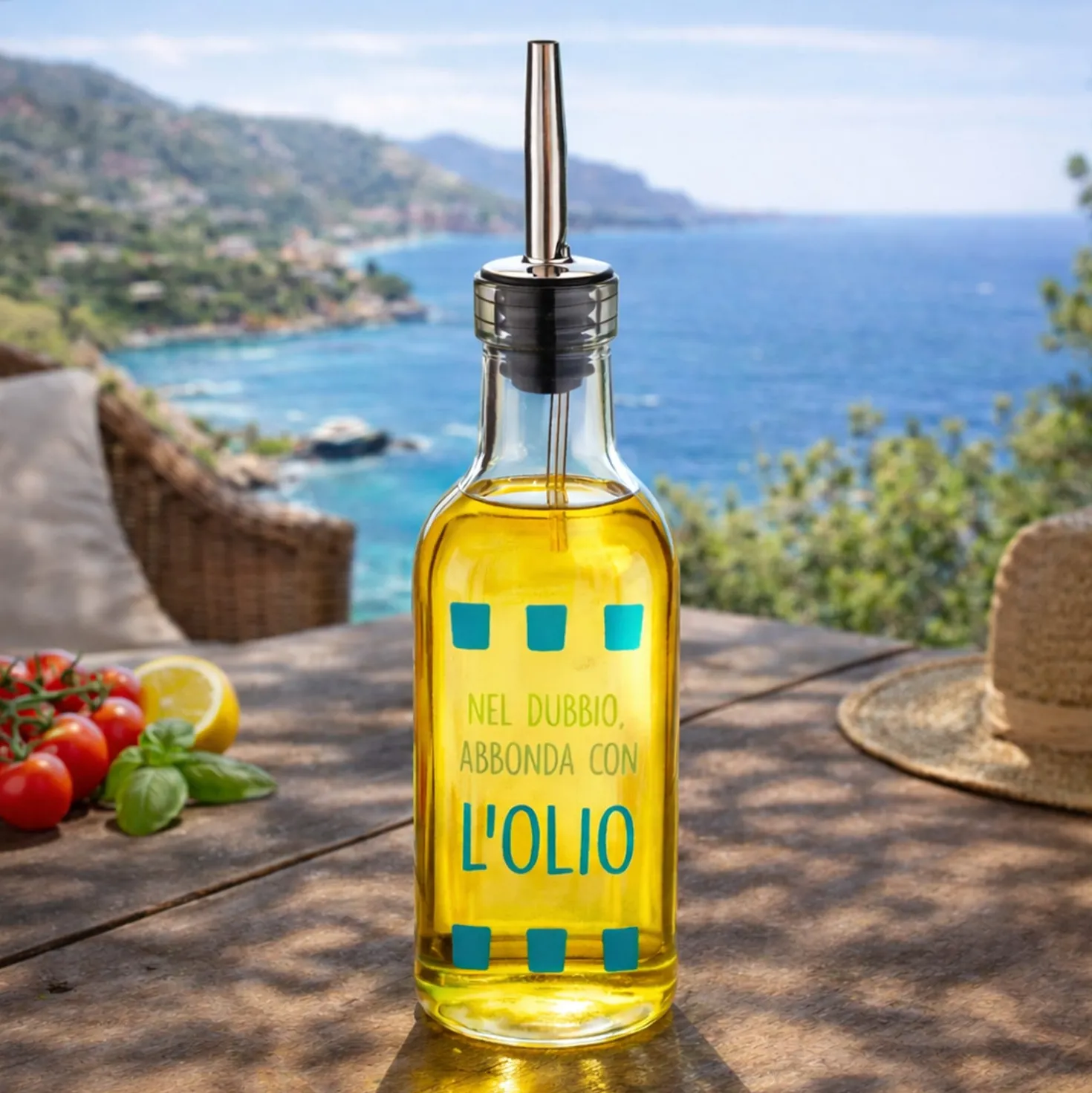 Oliera con beccuccio vetro 200 ml Abbonda con olio Color Bloom