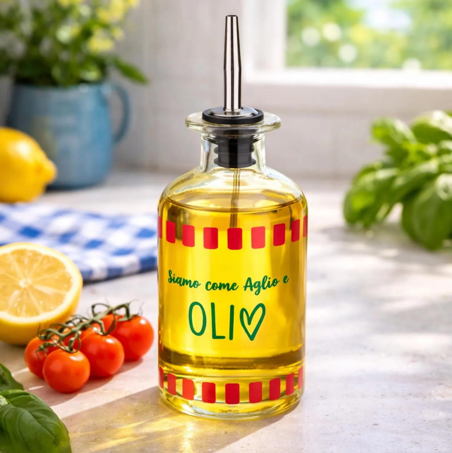 Oliera con beccuccio vetro 500 ml Aglio e olio Color Bloom