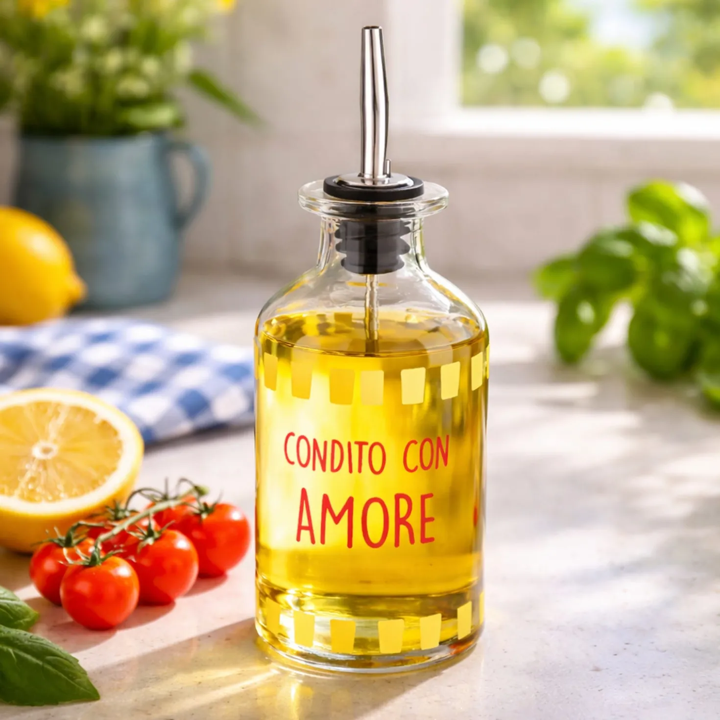 Oliera con beccuccio vetro 330 ml Condito con amore Color Bloom