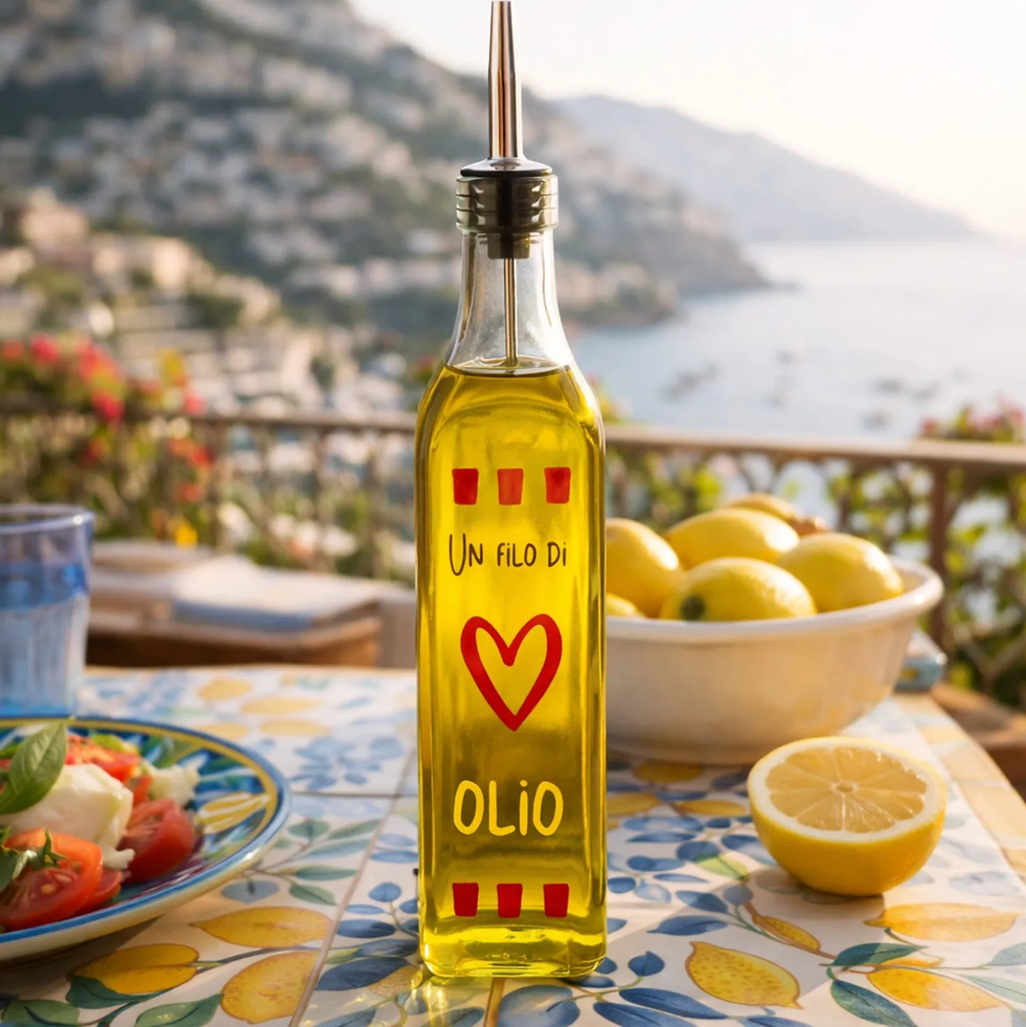 Oliera con beccuccio vetro 500 ml Filo olio Color Bloom