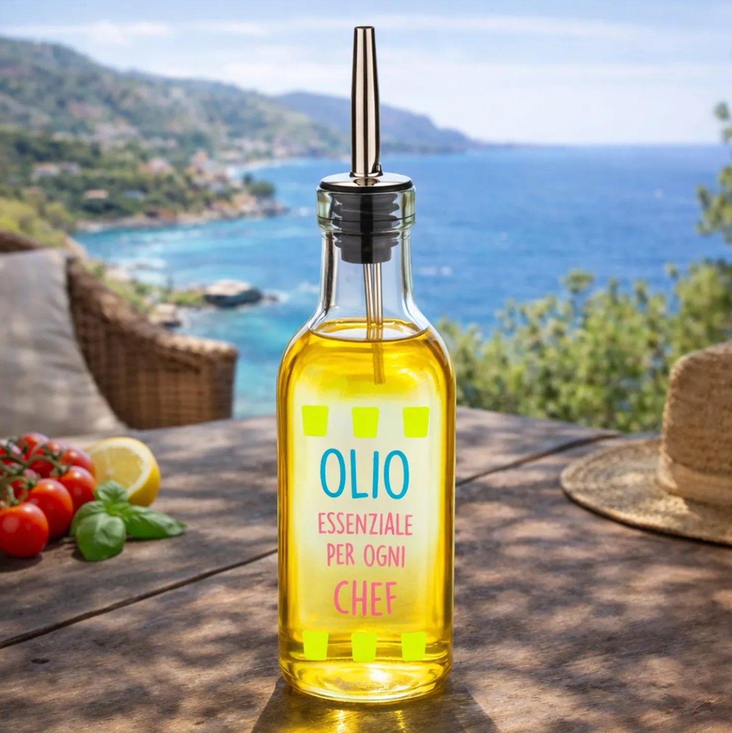 Oliera con beccuccio vetro 200 ml Olio essenziale Color Bloom