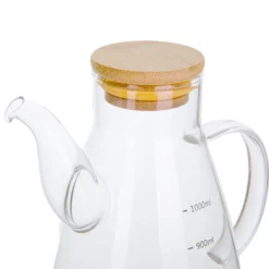Oliera 1 L in vetro borosilicato e tappo in bambù
