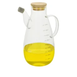 Oliera 1 L in vetro borosilicato e tappo in bambù