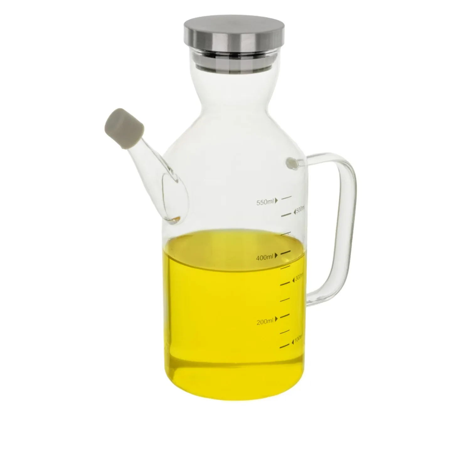 Oliera 500 ml in vetro borosilicato e tappo in acciaio inox