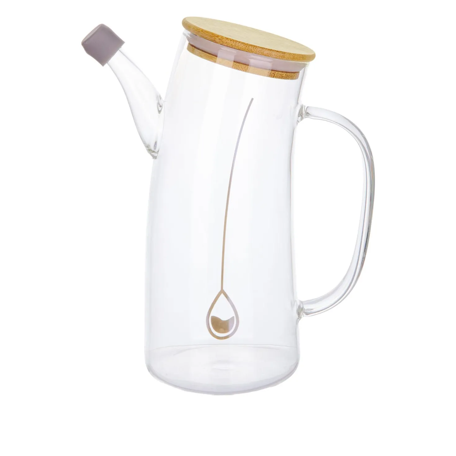 Oliera 750 ml in vetro borosilicato e tappo in bambù