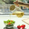 Oliera 900 ml in vetro borosilicato e tappo in bambù ambra