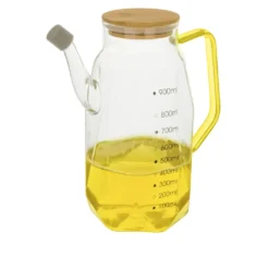 Oliera 900 ml in vetro borosilicato e tappo in bambù ambra