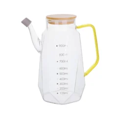 Oliera 900 ml in vetro borosilicato e tappo in bambù ambra