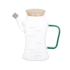Oliera 550 ml in vetro borosilicato e tappo in bambù verde