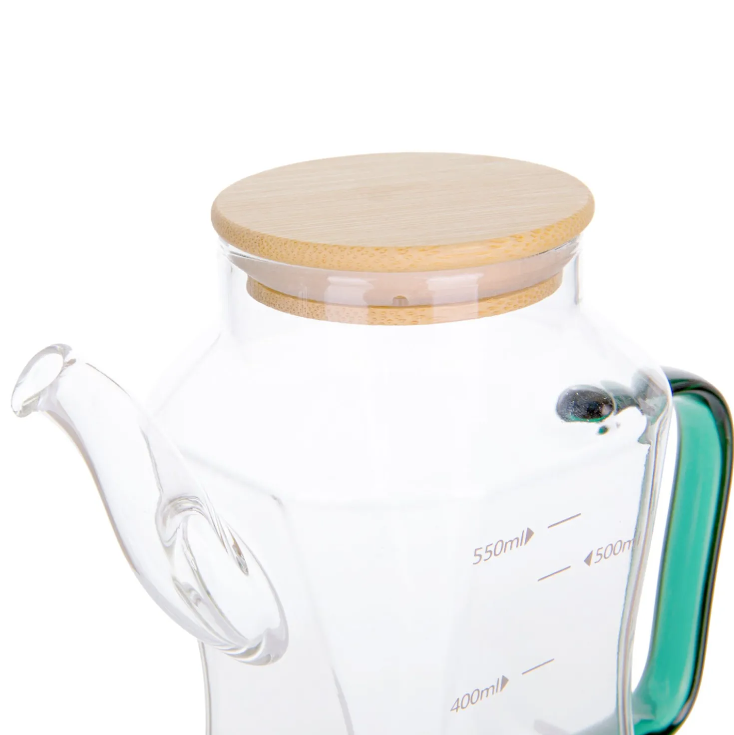 Oliera 550 ml in vetro borosilicato e tappo in bambù verde