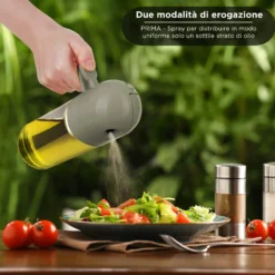 Oliera spray e versa vetro 550 ml tappo tondo grigio