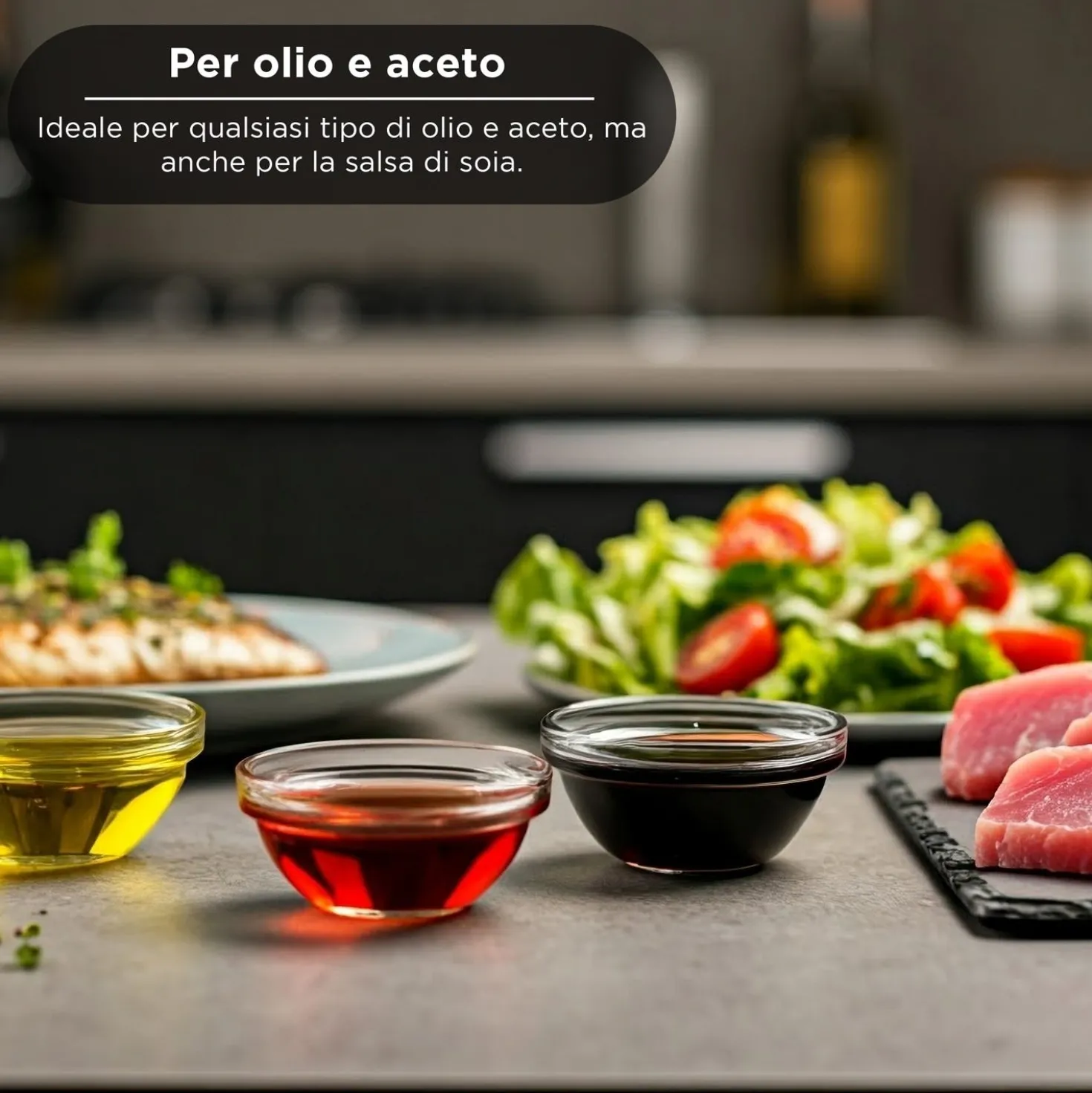 Oliera spray e versa vetro 550 ml tappo tondo grigio