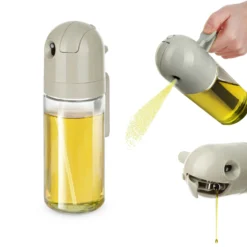 Oliera spray e versa vetro 550 ml tappo tondo tortora