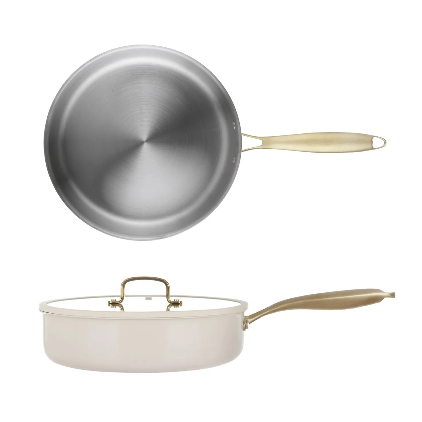 Padella alta 28 cm in acciaio bianco oro California