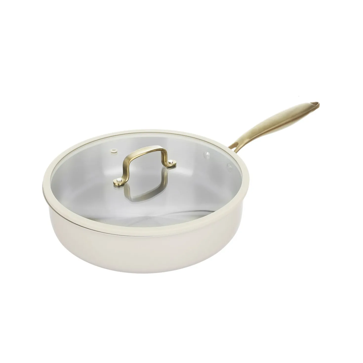 Padella alta 28 cm in acciaio bianco oro California