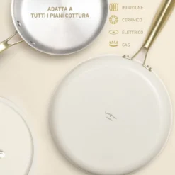 Padella alta 28 cm in acciaio bianco oro California