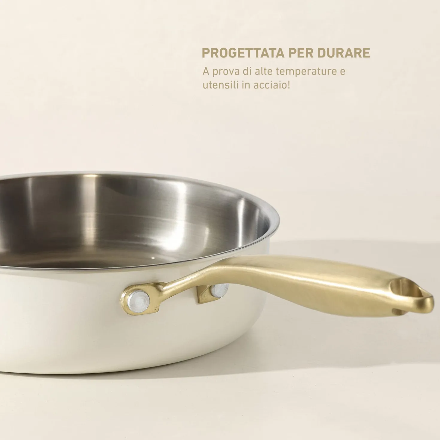 Padella 28 cm in acciaio bianco oro California