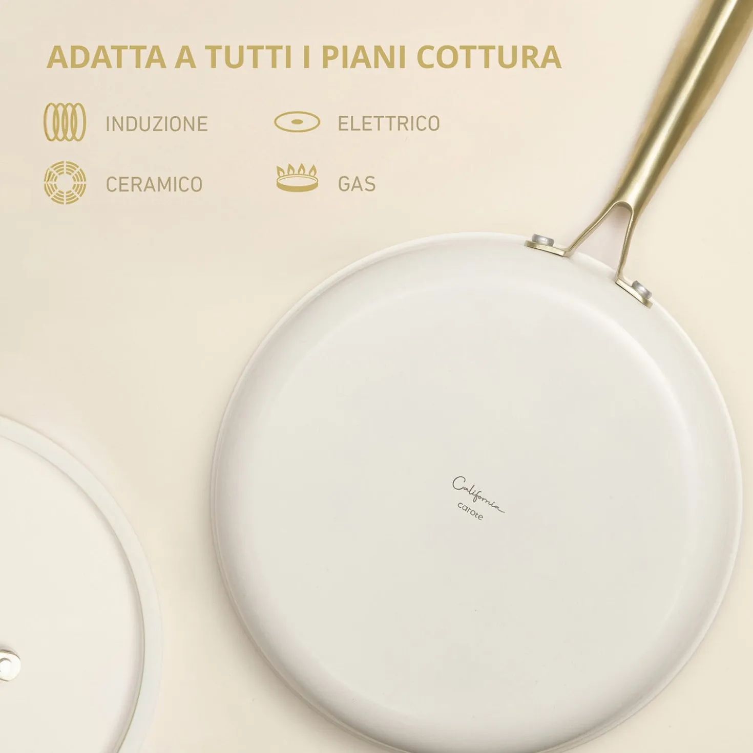 Padella 28 cm in acciaio bianco oro California
