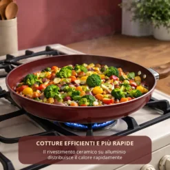 Padella 30 cm in ceramica burgundy New Ceramic