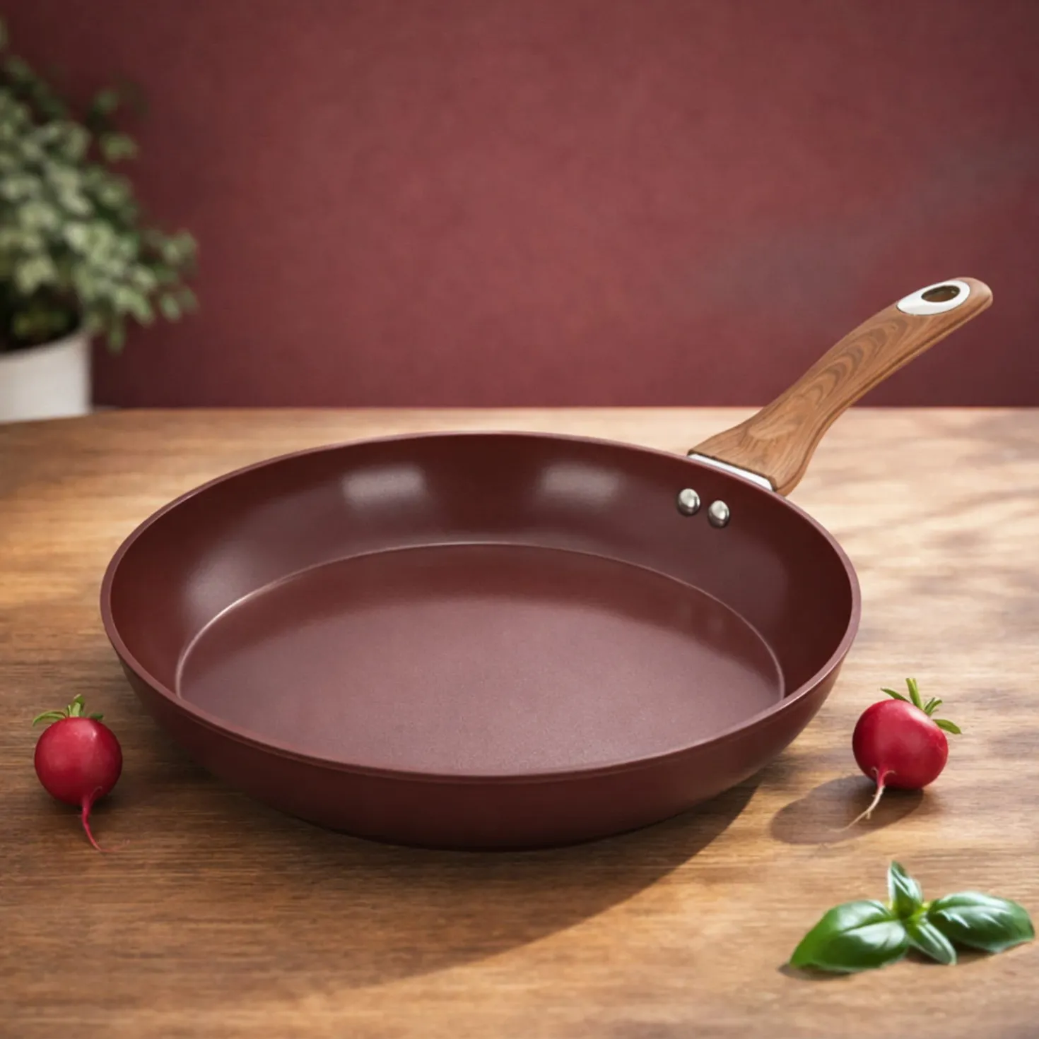 Padella 30 cm in ceramica burgundy New Ceramic