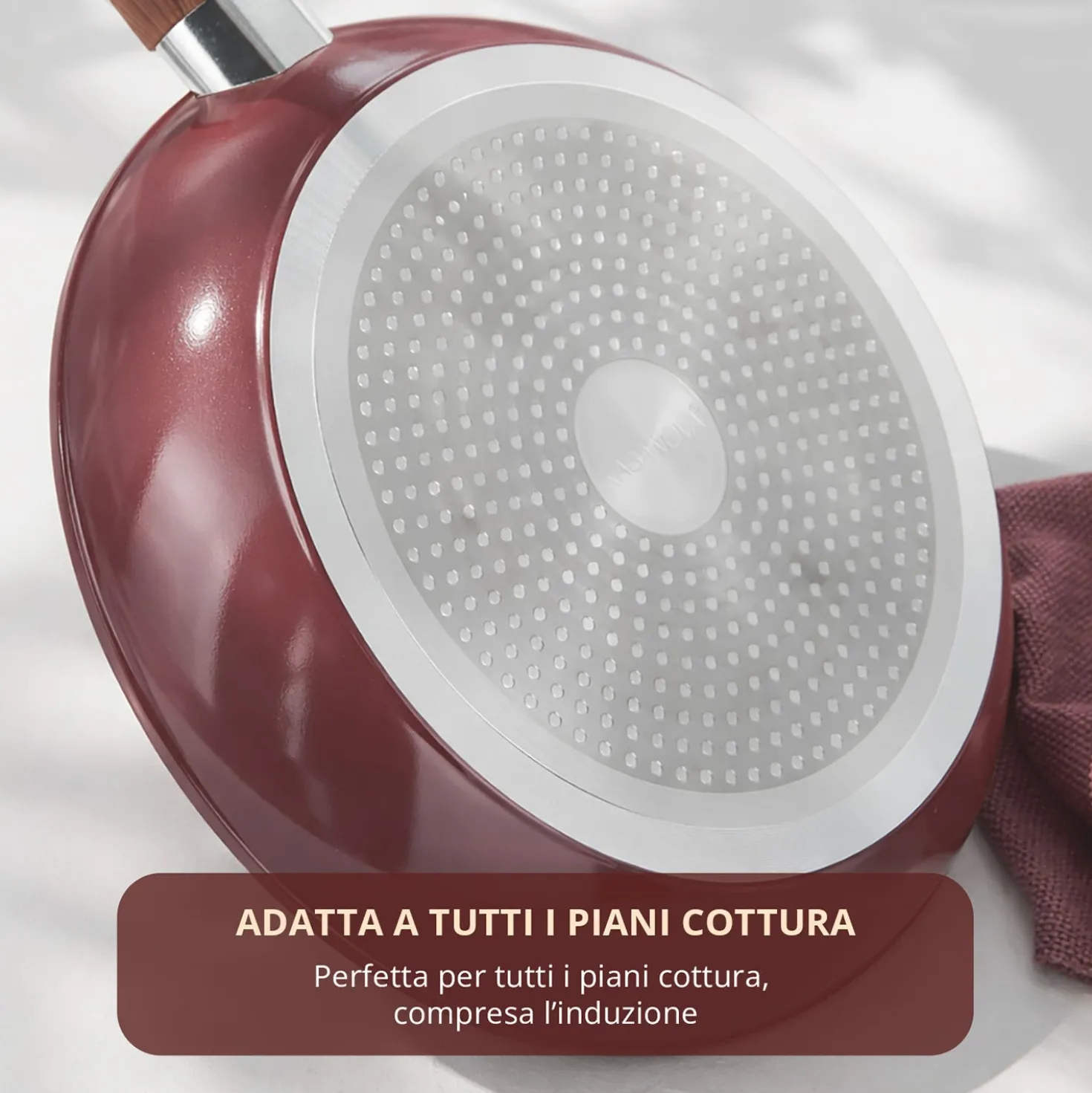 Padella 30 cm in ceramica burgundy New Ceramic