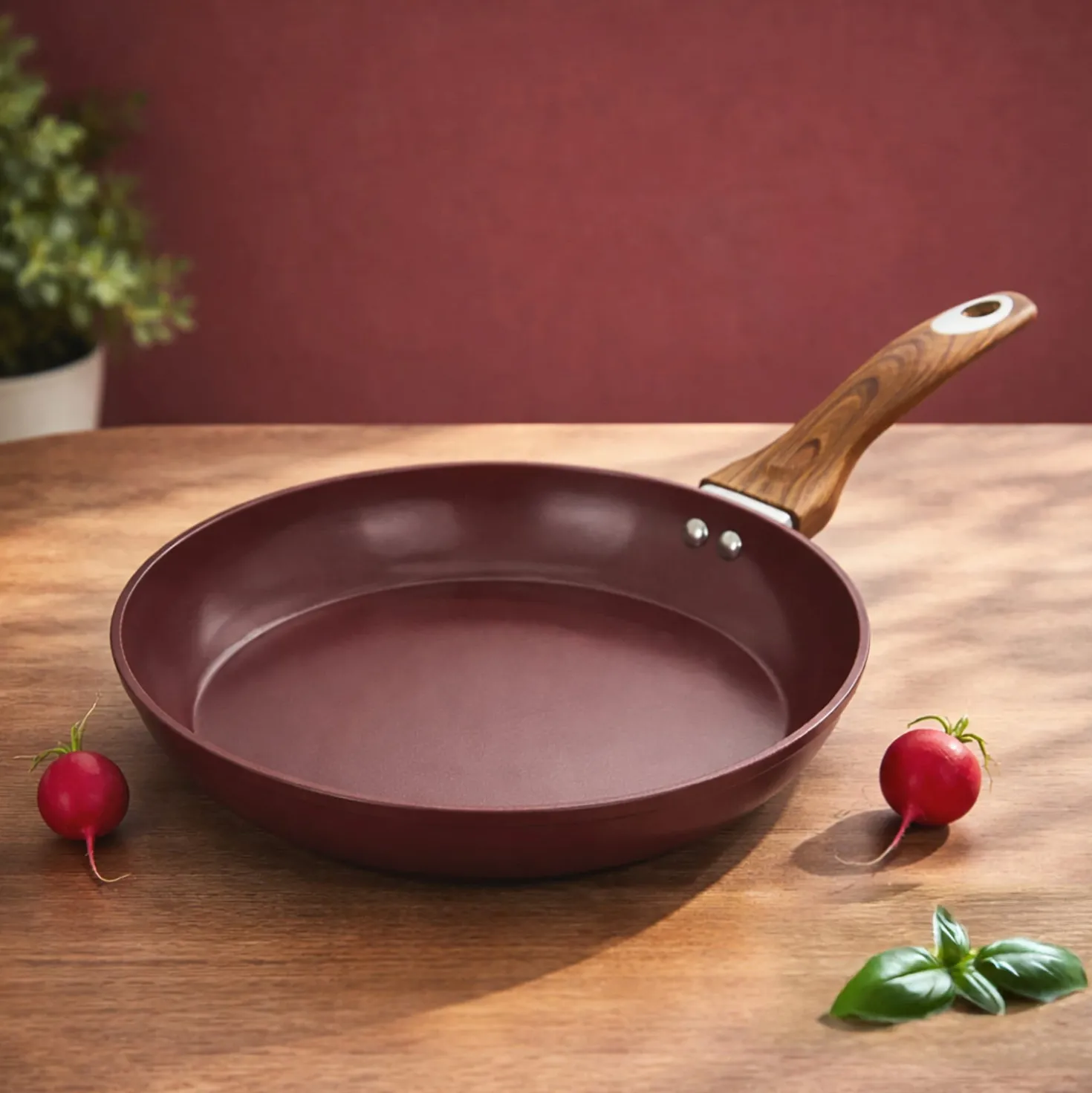 Padella 28 cm in ceramica burgundy New Ceramic