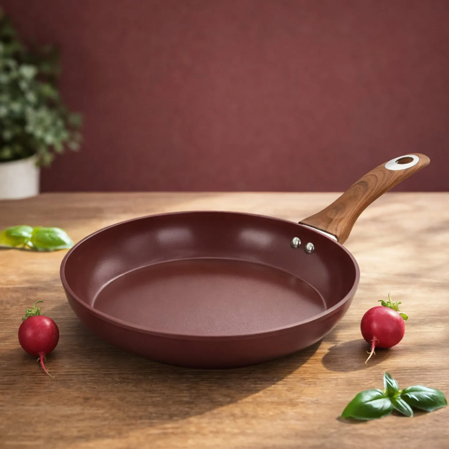 Padella 26 cm in ceramica burgundy New Ceramic