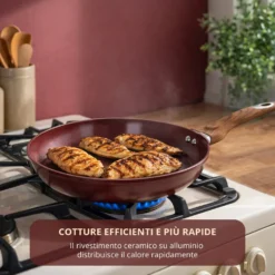 Padella 26 cm in ceramica burgundy New Ceramic
