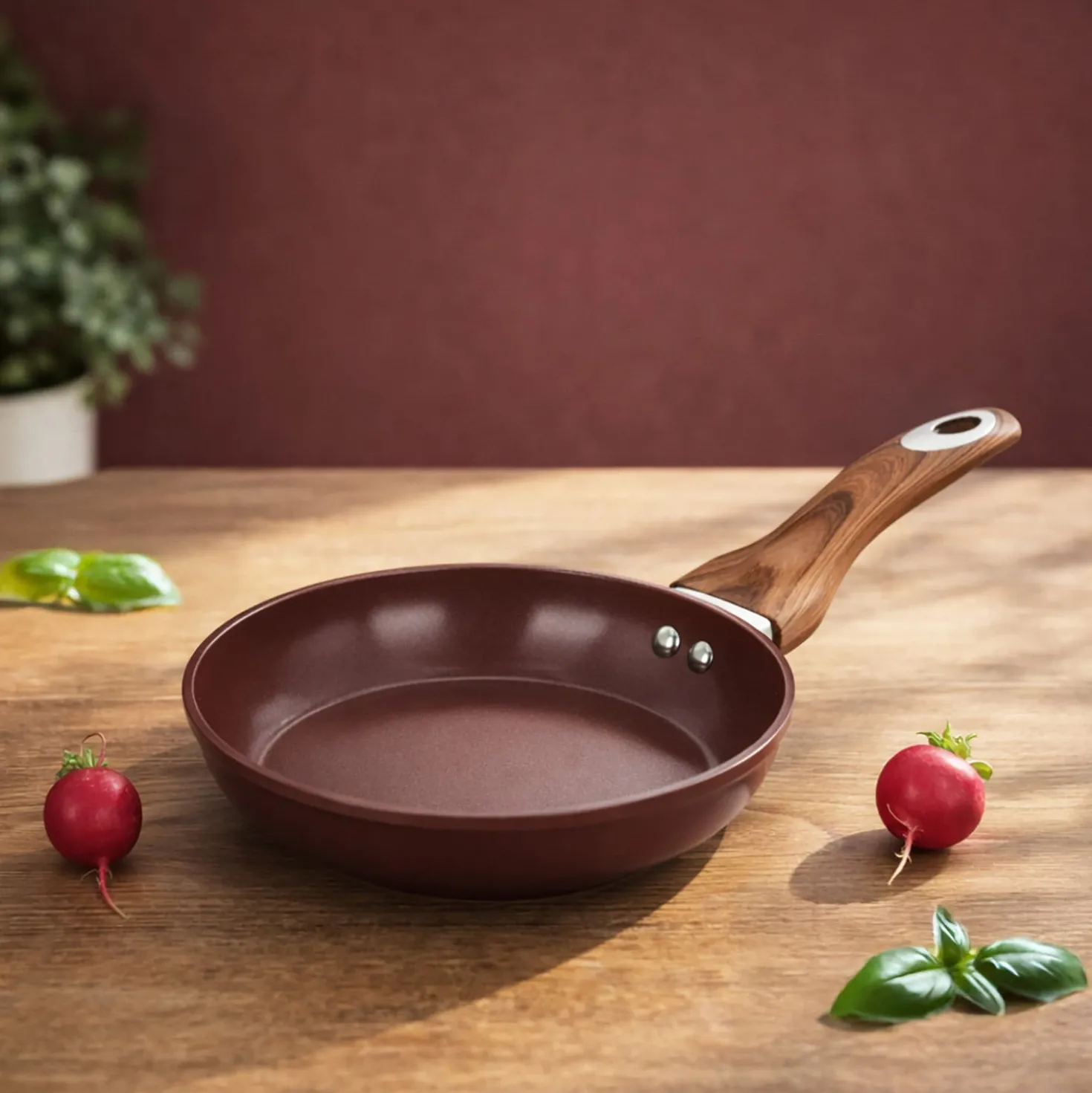 Padella 24 cm in ceramica burgundy New Ceramic