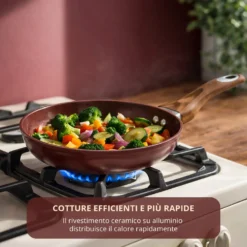 Padella 24 cm in ceramica burgundy New Ceramic