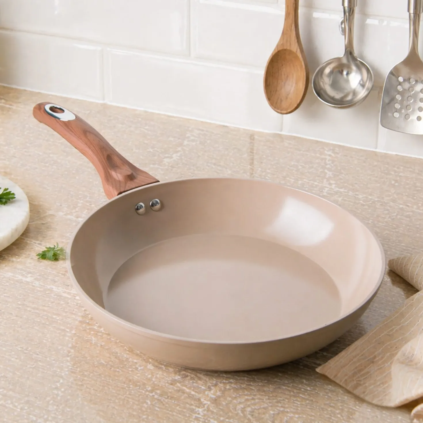 Padella 26 cm in ceramica taupe New Ceramic