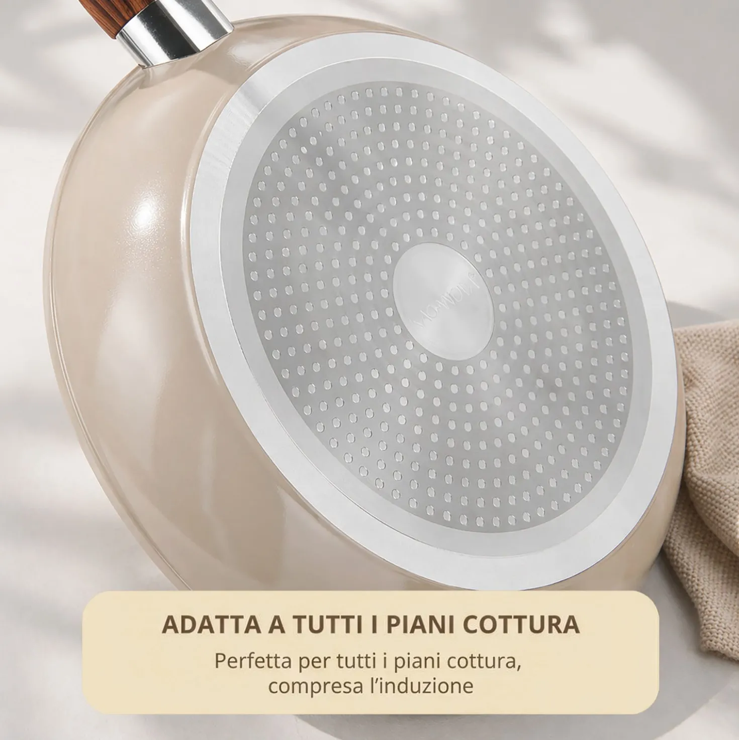 Padella 26 cm in ceramica taupe New Ceramic