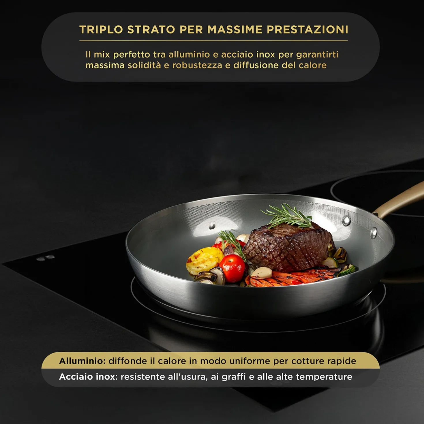Padella 30 cm triplo strato Tri Ply - Gold